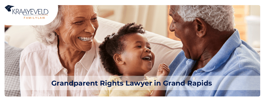 Grandparents playing with their grandchild in Grand Rapids