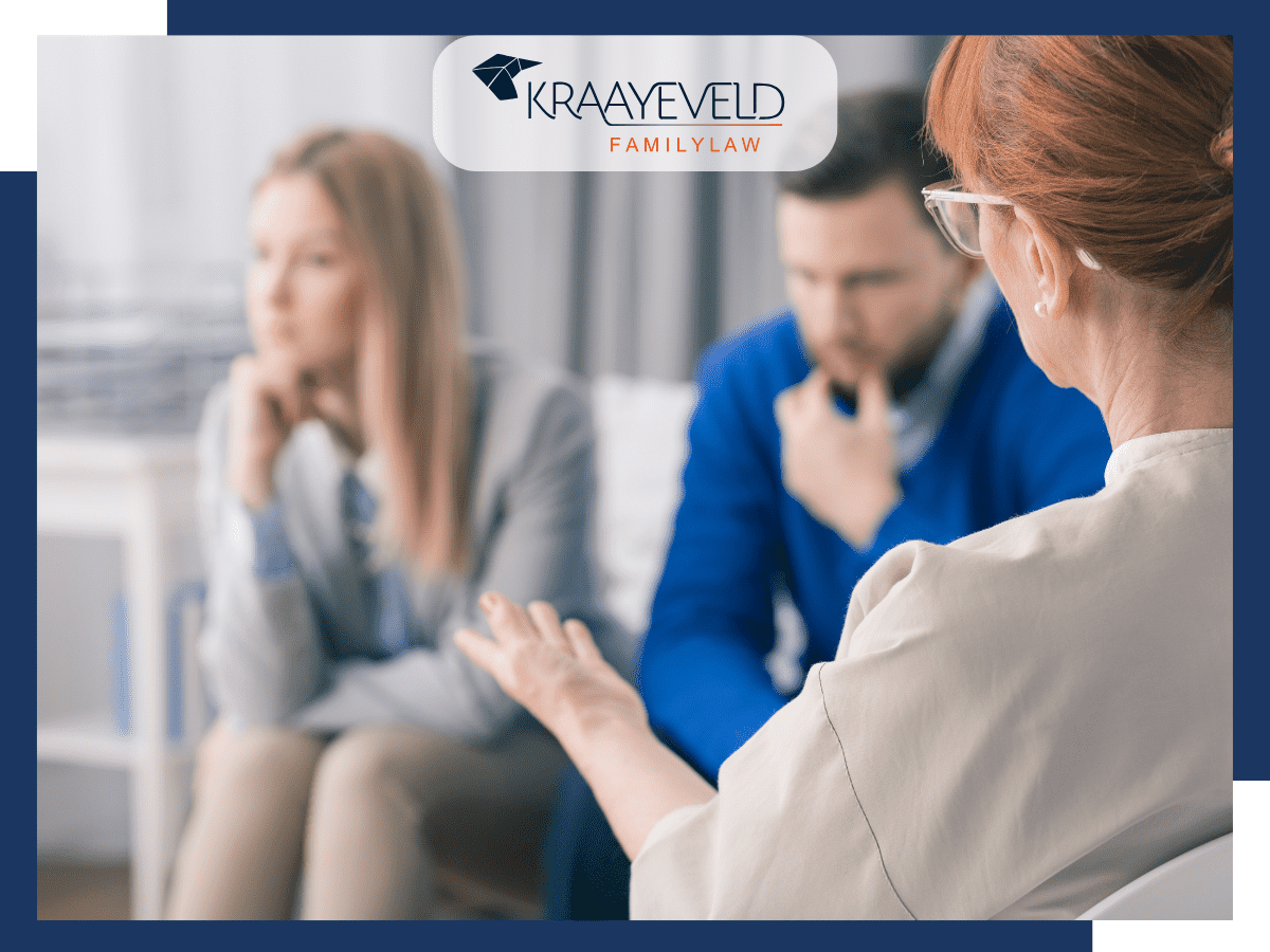 Attorney lecturing a divorcing couple what not to say during divorce mediation